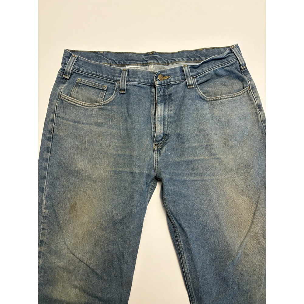 Carhartt Men’s 38x32 Relaxed Fit Jeans Light Wash Denim Workwear Pants Blue